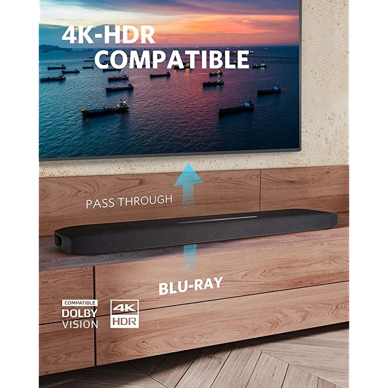 Infini Pro Integrated 2.1 Channel Soundbar with Dolby Atmos and Built-in Subwoofers, TV Surround Sound System with 4K HDR Pass-Through,HDMI Arc,Bluetooth 5 Wireless Music Streaming