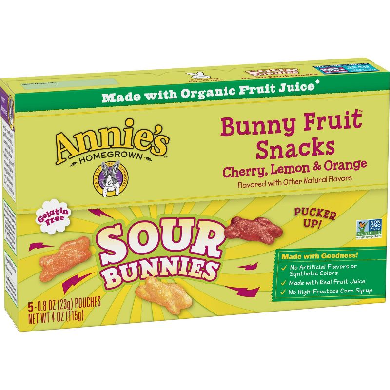 Annie's Sour Bunnies Fruit Snacks - 5ct
