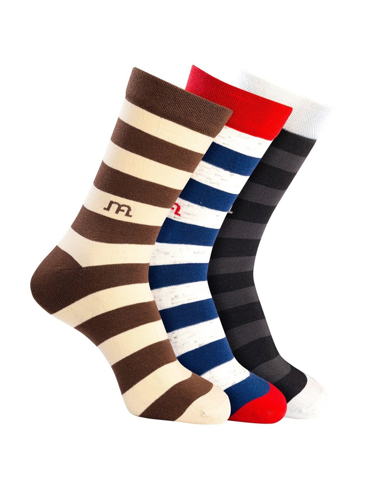Man Arden Multicolor Striped Socks - Set of 3