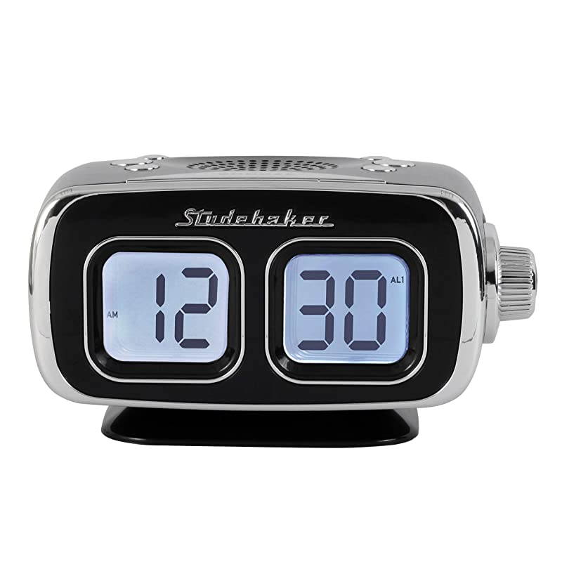 Display LCD AMFM Retro Clock Radio USB Bluetooth Auxin Bedroom Kitchen Counter Small Footprint SB3500 Black