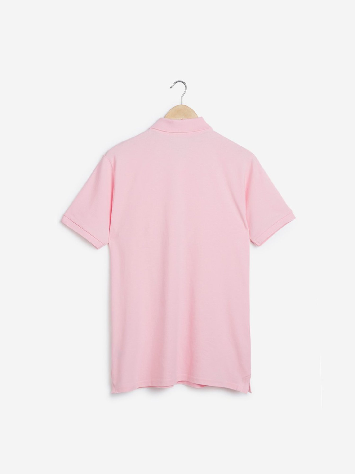 WES Casuals by Westside Light Pink Slim-Fit Polo T-Shirt