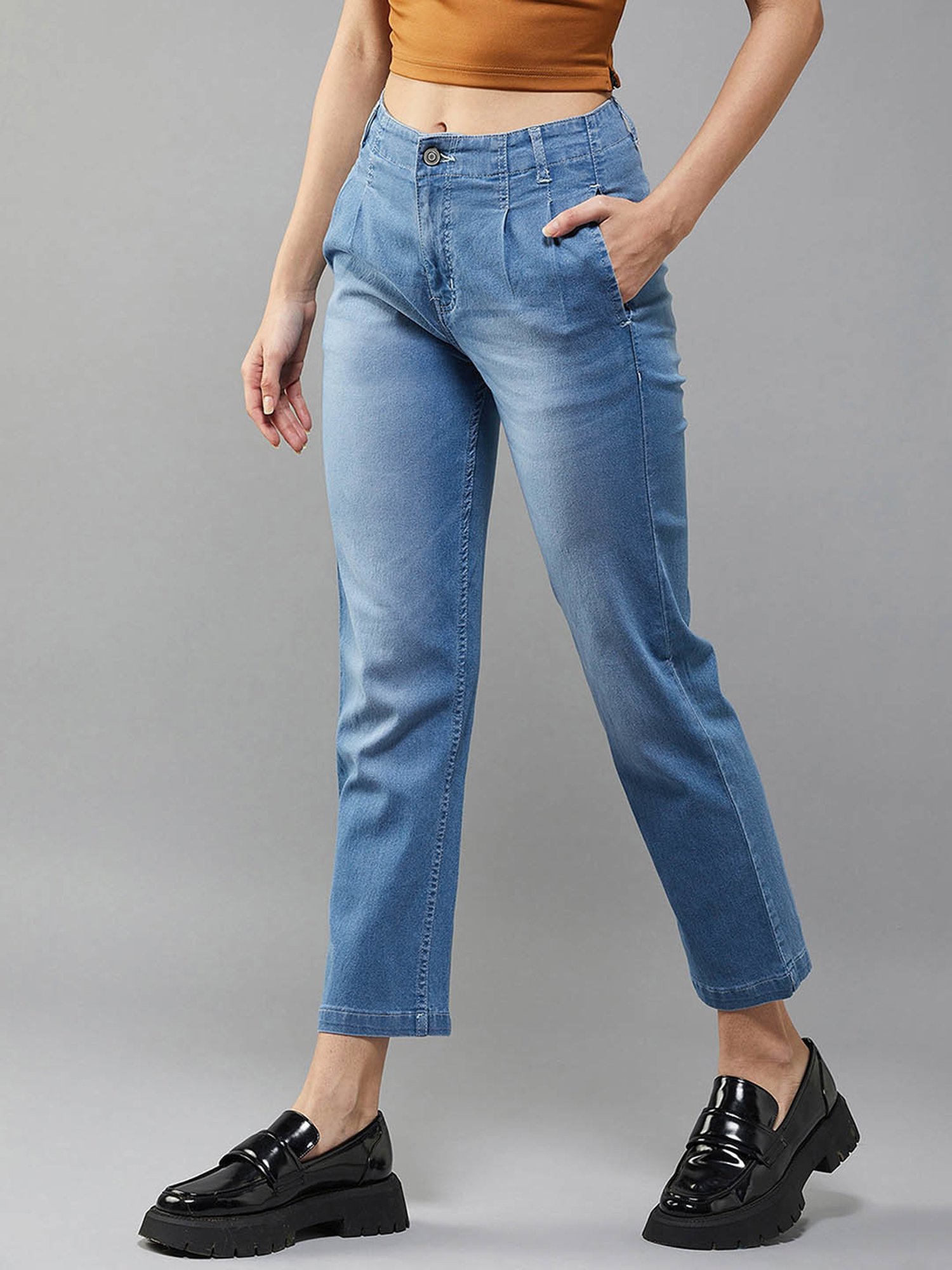 DOLCE CRUDO Blue Straight Fit Jeans