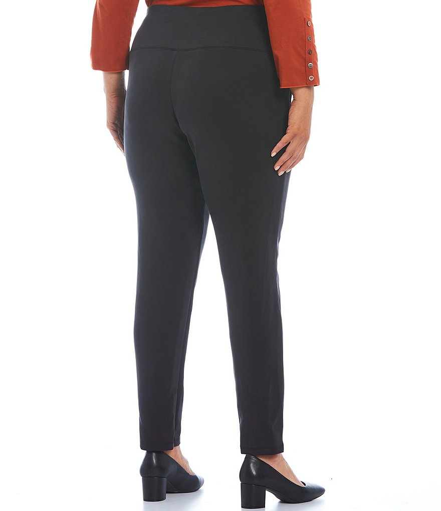 Multiples Plus Size Solid Knit Wide Waistband Straight Leg Leggings