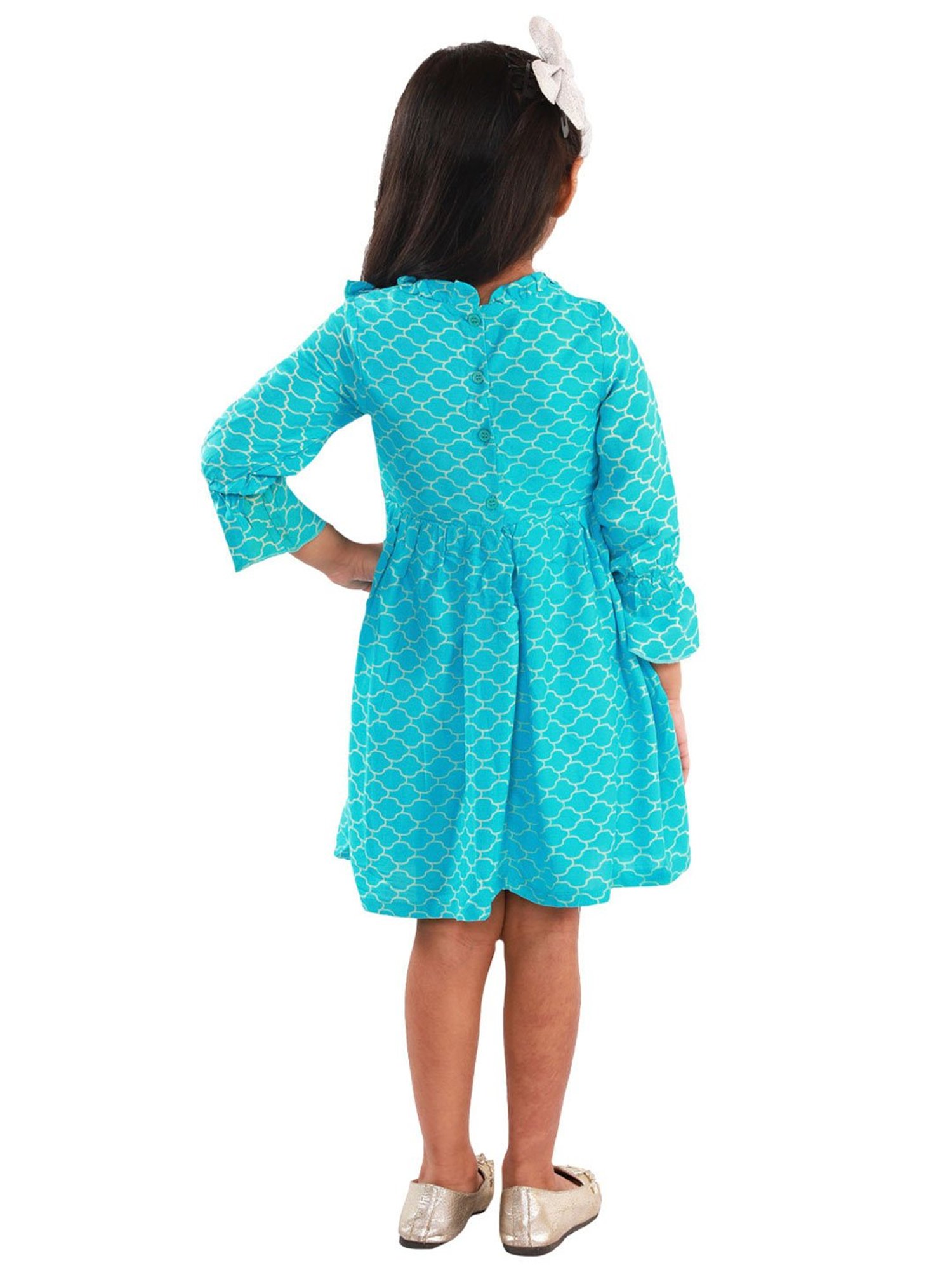 KidsDew Kids Sky Blue Printed Dress