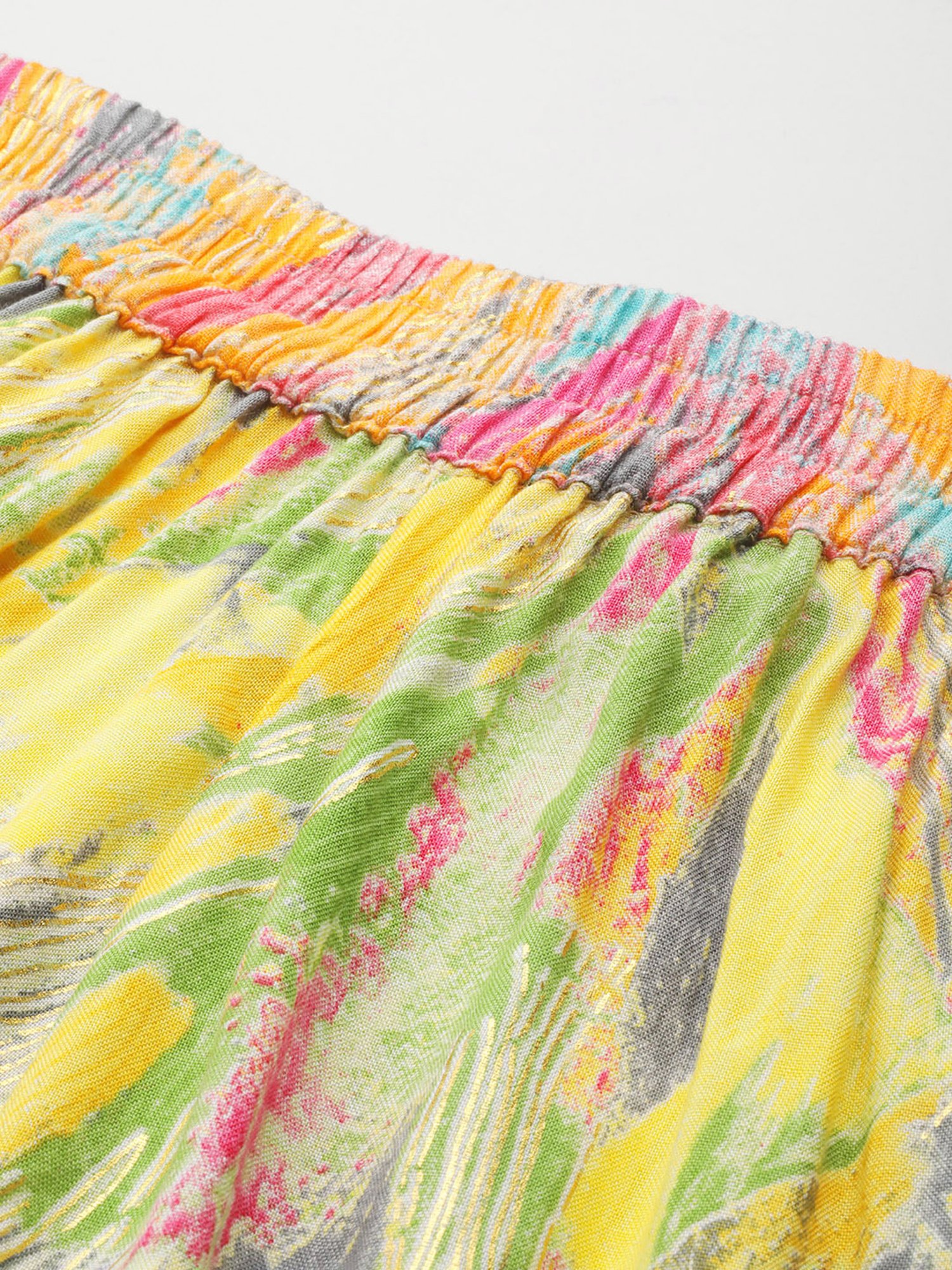 theRebelinme Yellow Printed Relaxed Fit High Rise Plus Size Culottes