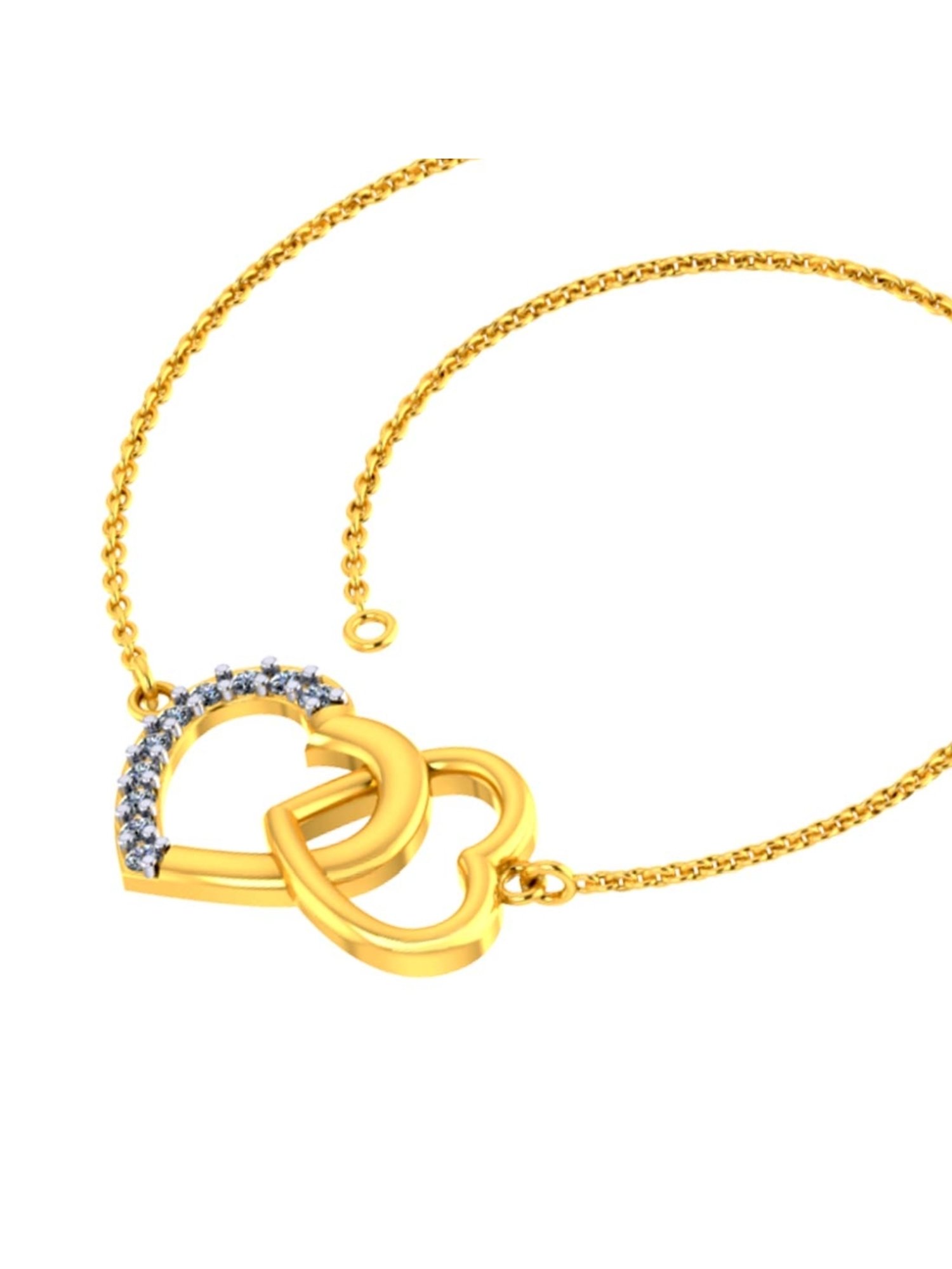 P.C Chandra Jewellers Elegant 18k Yellow Gold and Diamond Heart Loop Bracelet