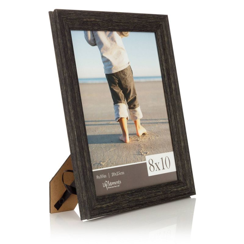 4pc (8" x 10") Rustic Tabletop or Wall Mount Picture Frames Distressed Black - Life Moments