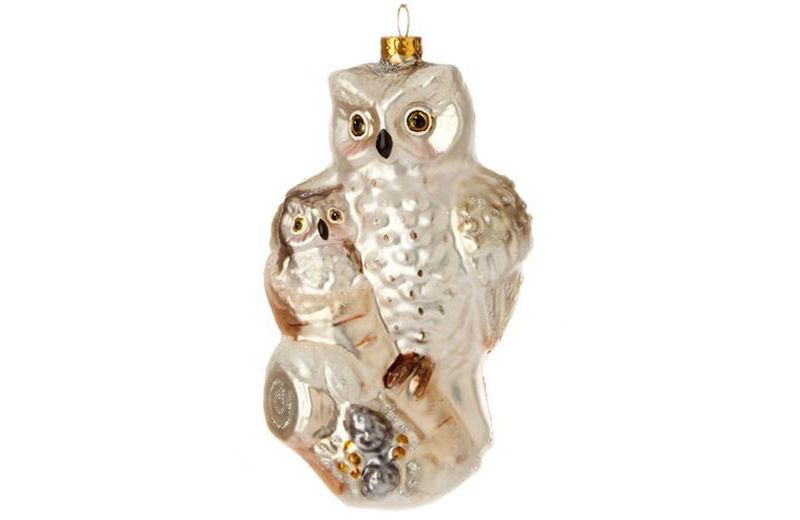 Raz Imports 5" Enchanted Forest Glittered Mother and Baby Owl Glass Christmas Ornament