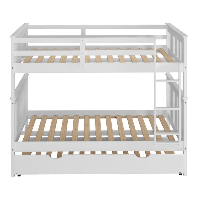 Full/Full Mission Bunk Bed with Trundle Bed White - Donco Kids