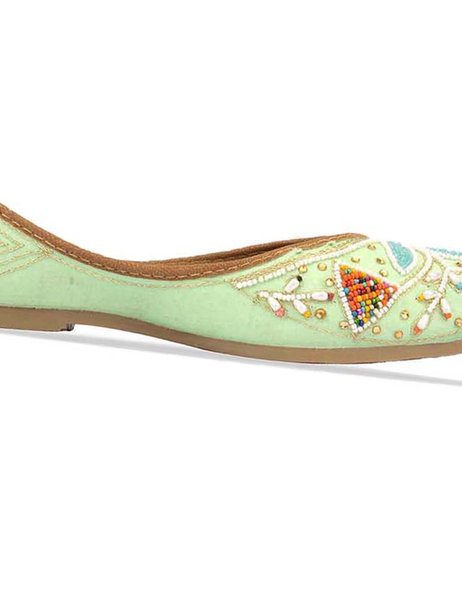 Desi Colour Women's Sea Green Ethnic Juttis