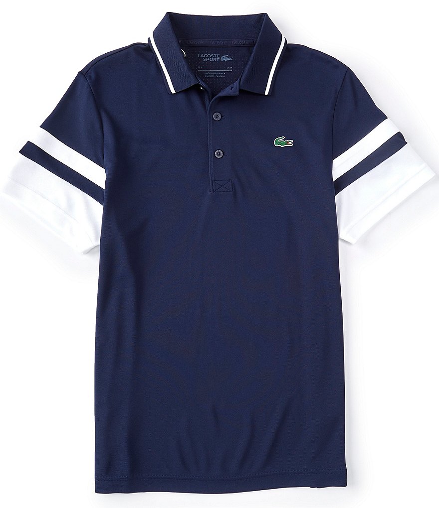 Lacoste Sport Striped Sleeves Performance Short-Sleeve Polo Shirt