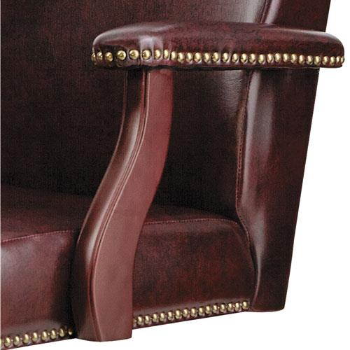 Alera Traditional Series Mid-Back Chair, Mahogany Finish/oxblood Vinyl