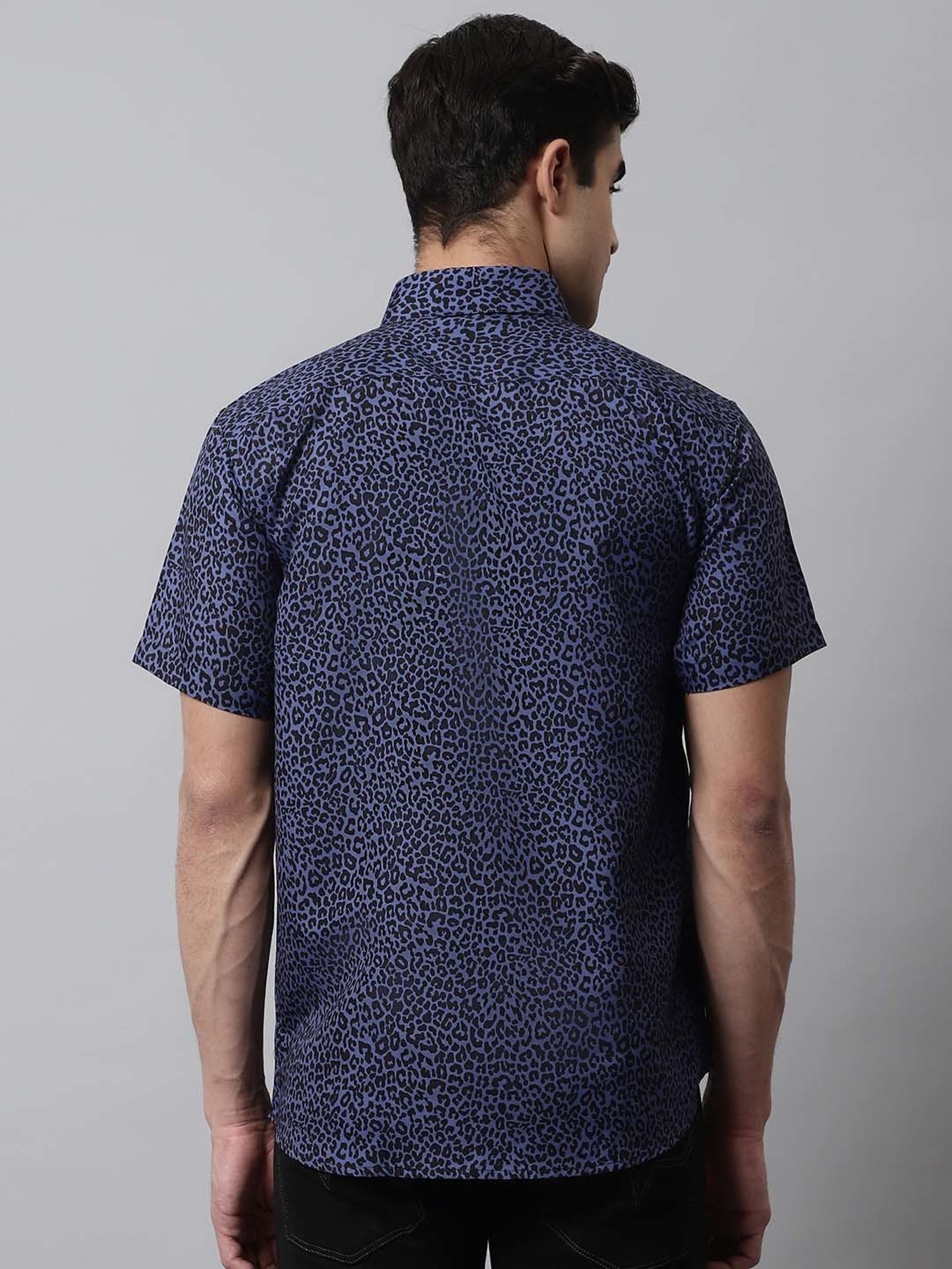 Jainish Blue Cotton Regular Fit Printed Shirt