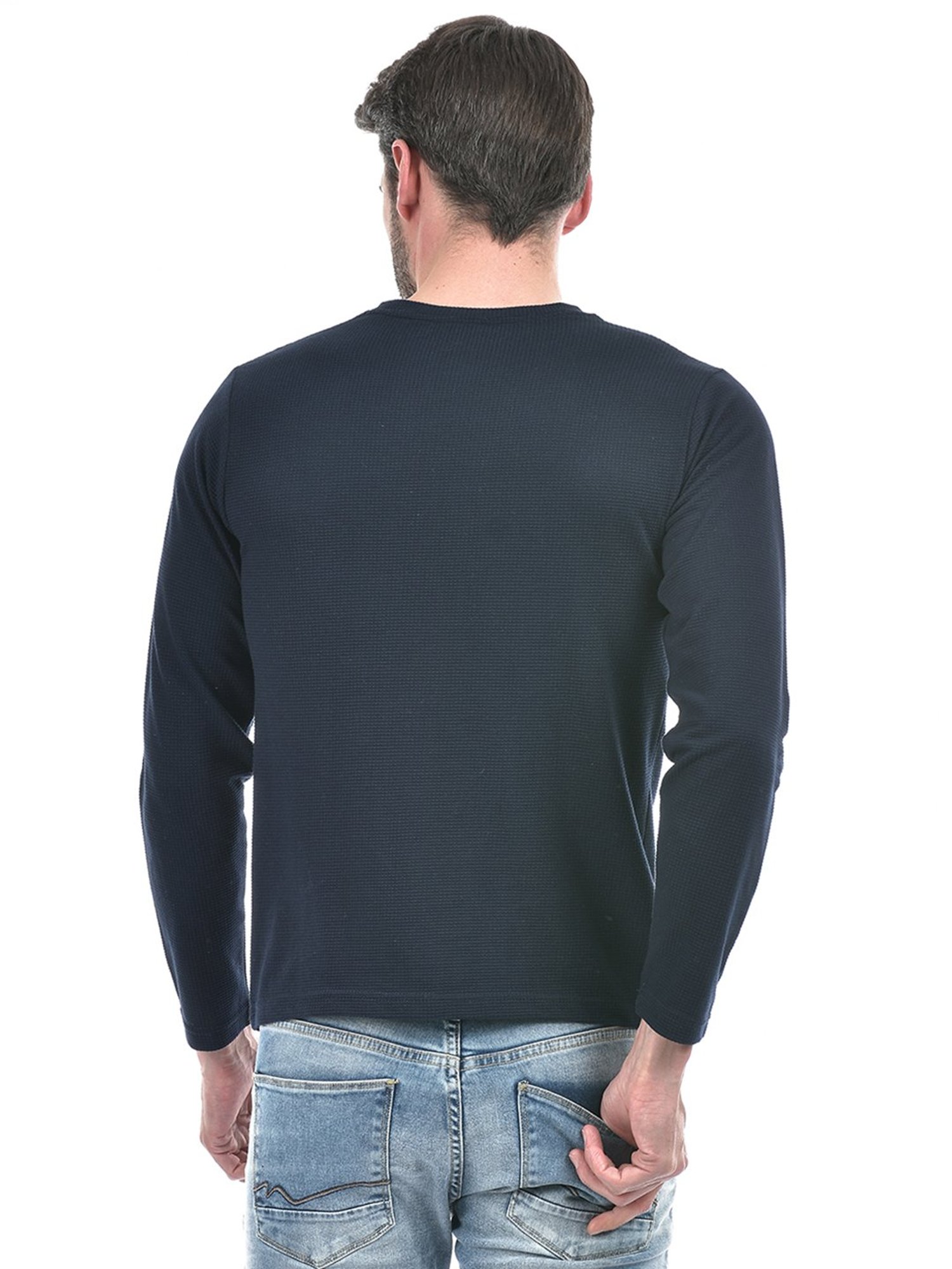 Integriti Navy Regular Fit Textured T-Shirt