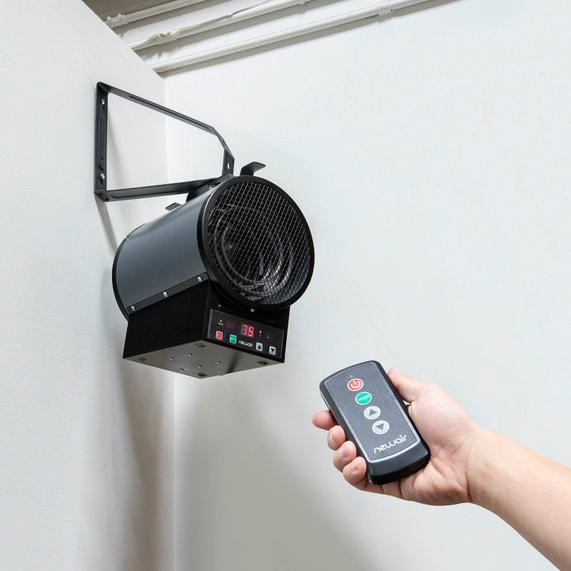 NewAir 4800W Electric Freestanding / Mounted Ceramic Fan Forced Garage Space Heater Gray/Black