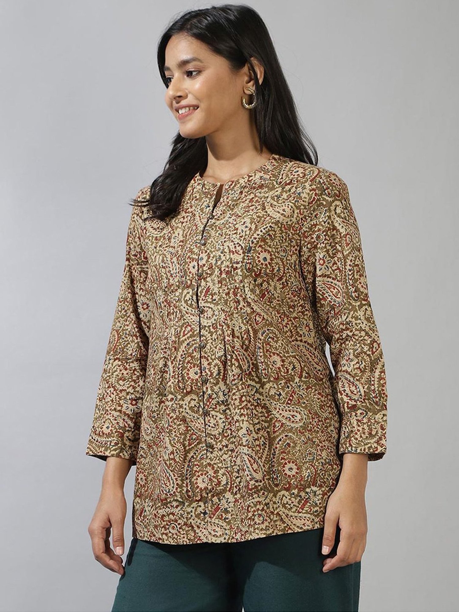 Fabindia Brown Cotton Printed Tunic