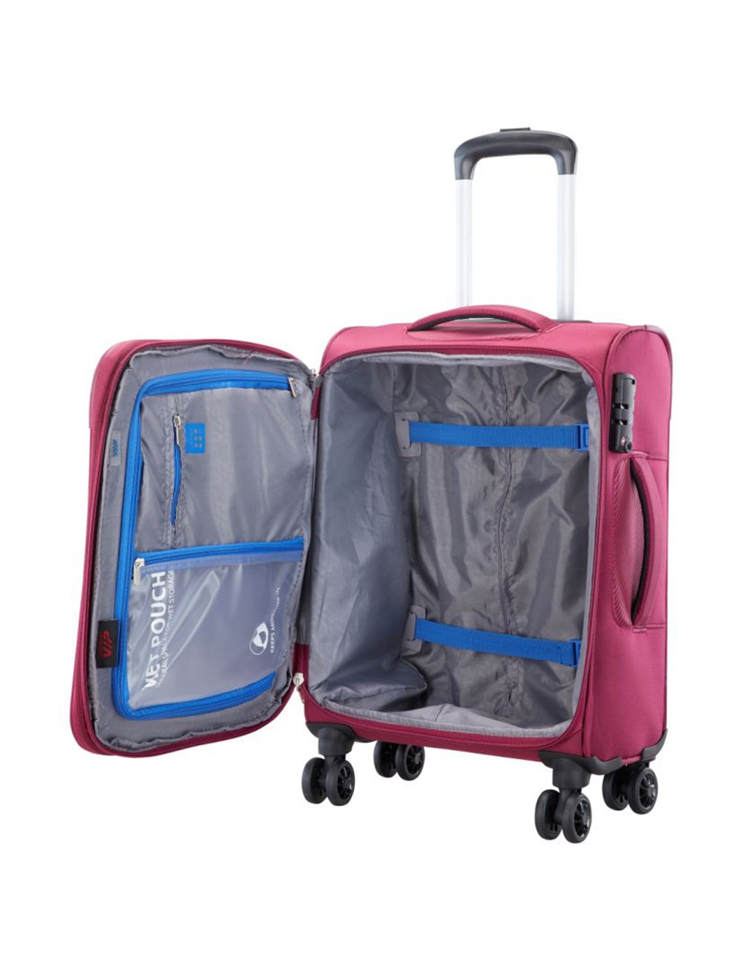 VIP Adept Red Solid Soft Cabin Trolley Bag - 24 cm