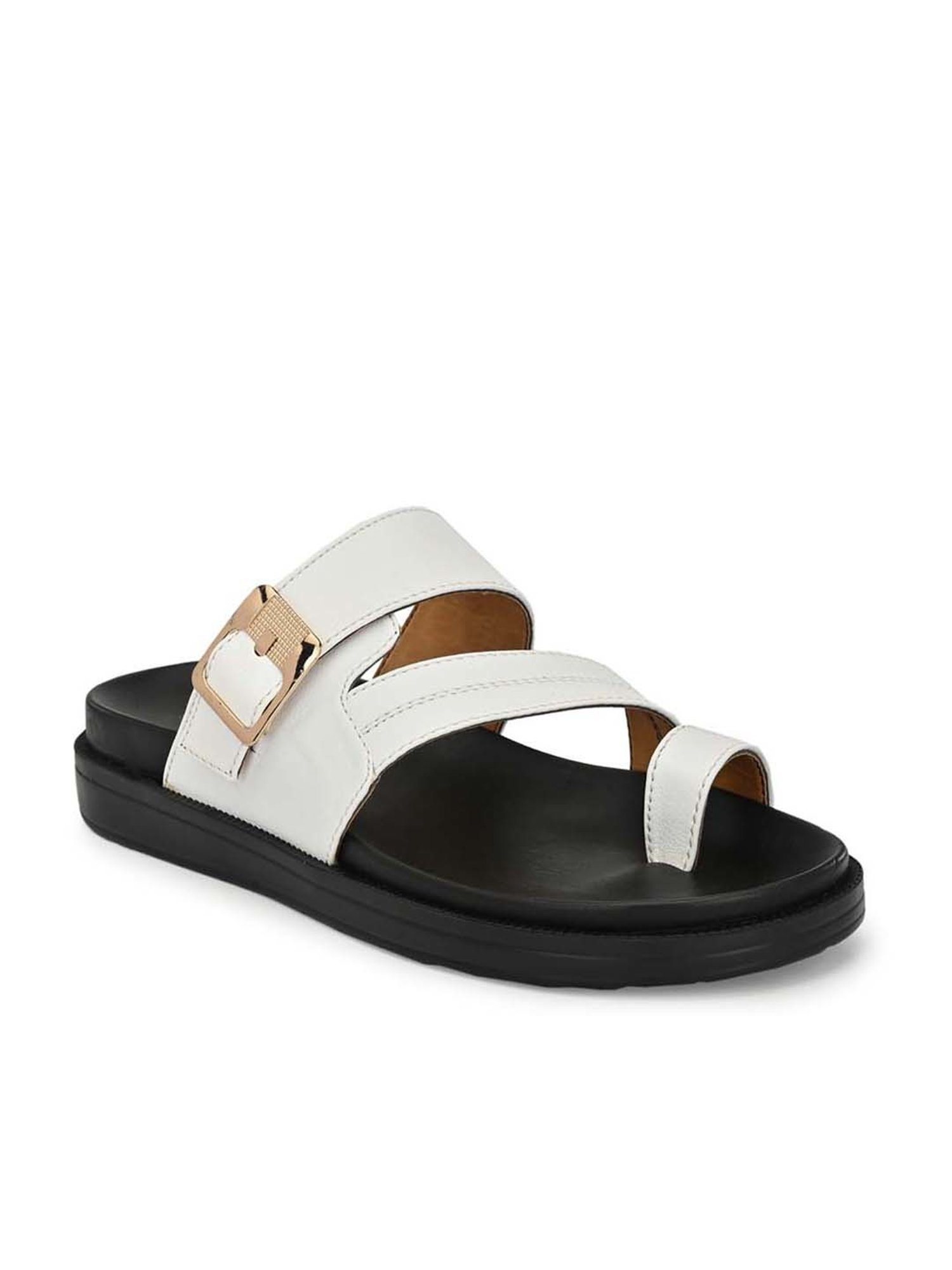 Eego Italy Men's White Toe Ring Sandals