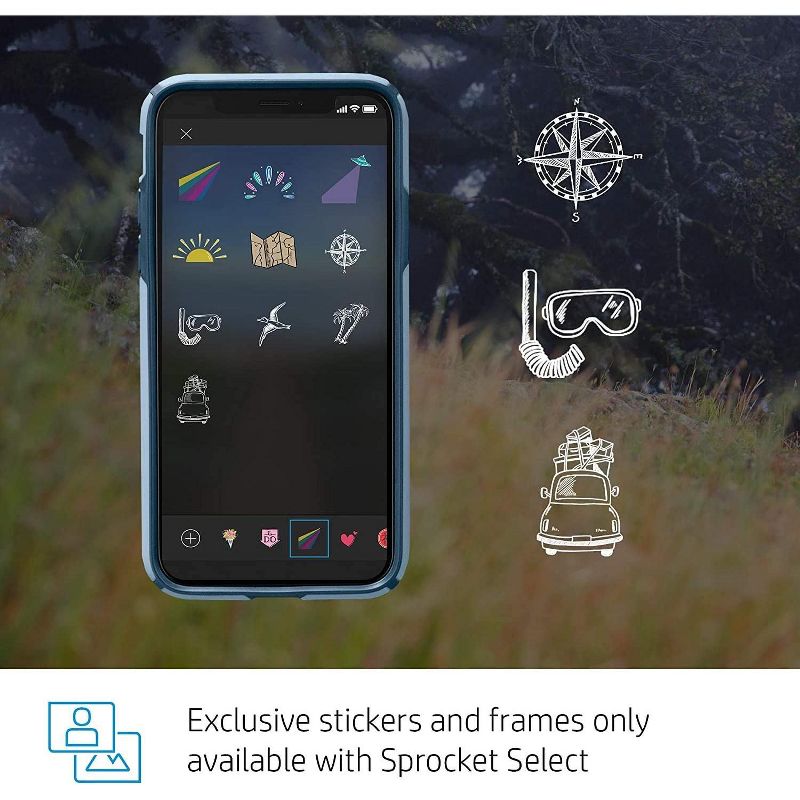 HP Sprocket Select Portable 2.3x3.4" Instant Photo Printer (Eclipse) Print Pictures on Zink Sticky-Backed Paper from your iOS & Android Device.