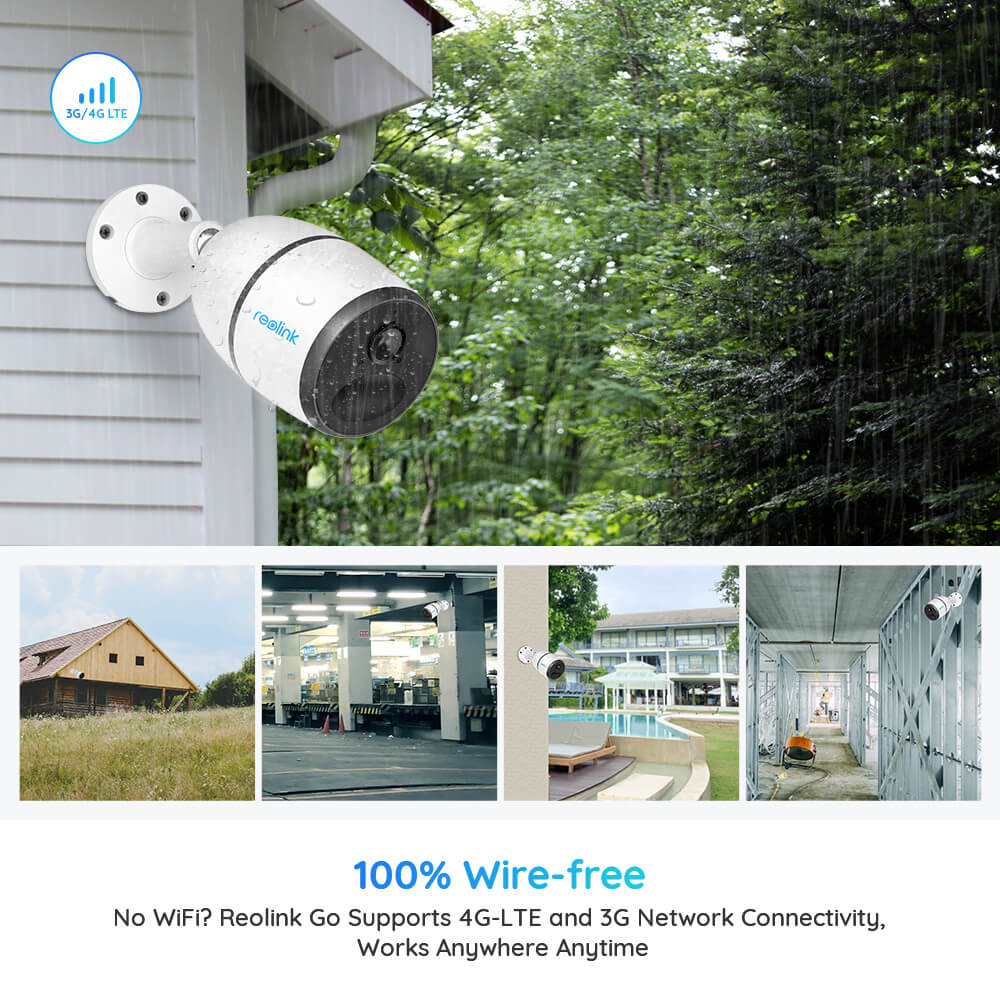 3G/4G LTE Outdoor Battery/Solar Powered Celluar Security Camera, 1080P HD Wire-free Camera w/SD Socket and Cloud, Color Night Vision, 2-Way Audio, PIR Motion Sensor, Reolink Go+Black Solar Panel