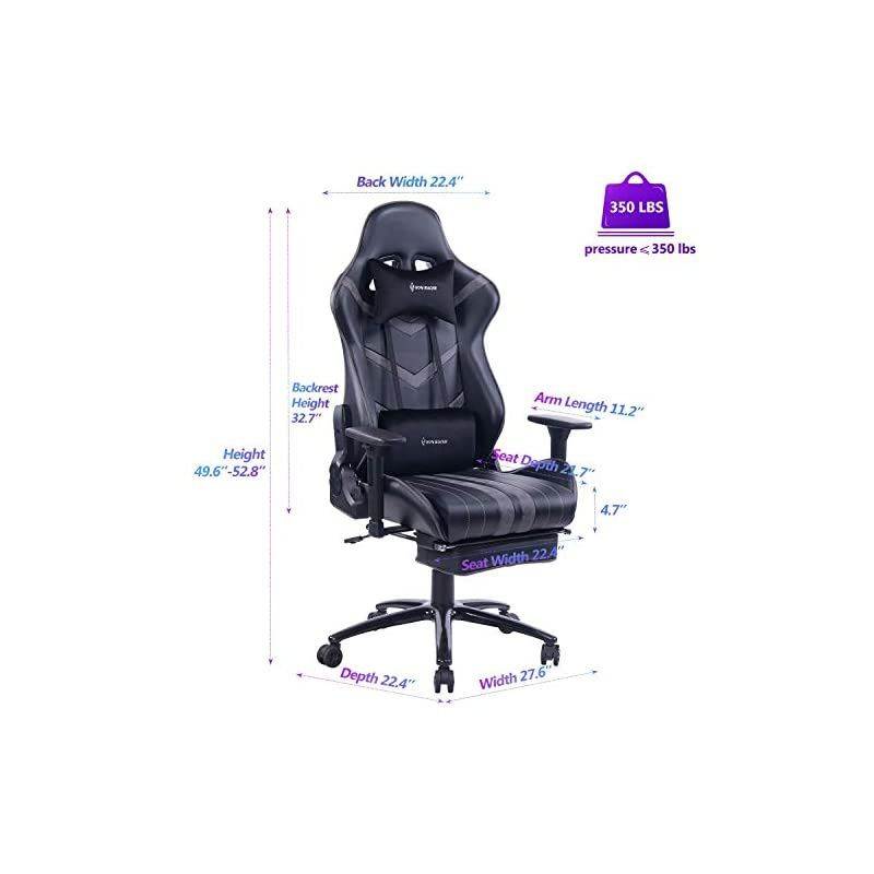 Massage Gaming Chair, High Back Racing PC Computer Desk Office Chair Swivel Ergonomic Executive Leather Chair with Footrest and Adjustable Armrests, Black
