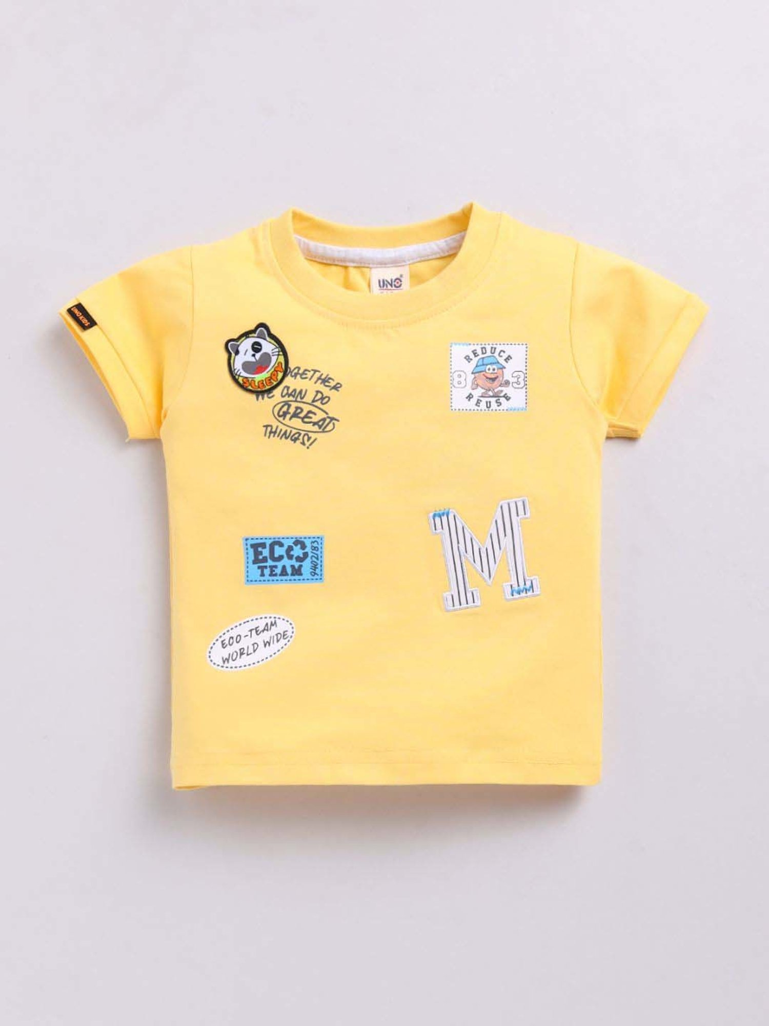 UNO KIDS Boys Yellow & Black Printed Top & Short sets