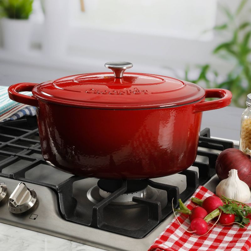 Crock Pot Artisan 7Qt Oval Dutch Oven Red