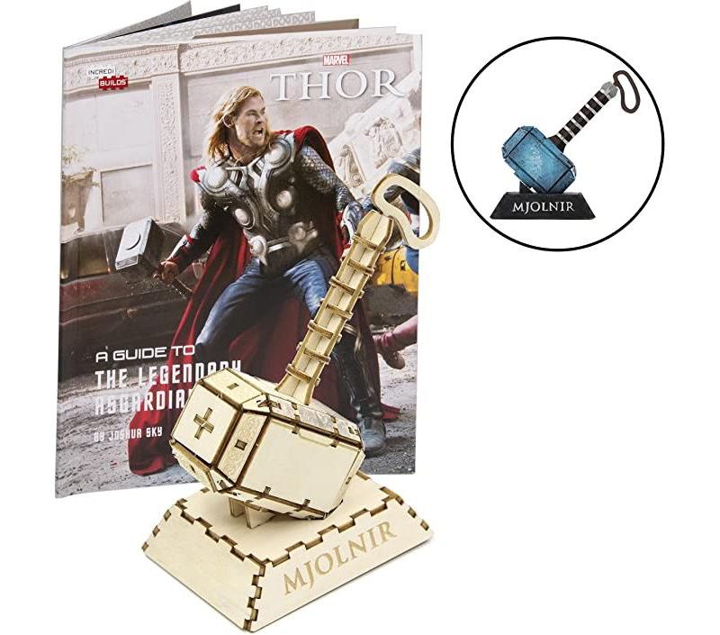 Incredibuilds Marvel Avengers Thor hammer Book & Wood Model Figure Kit