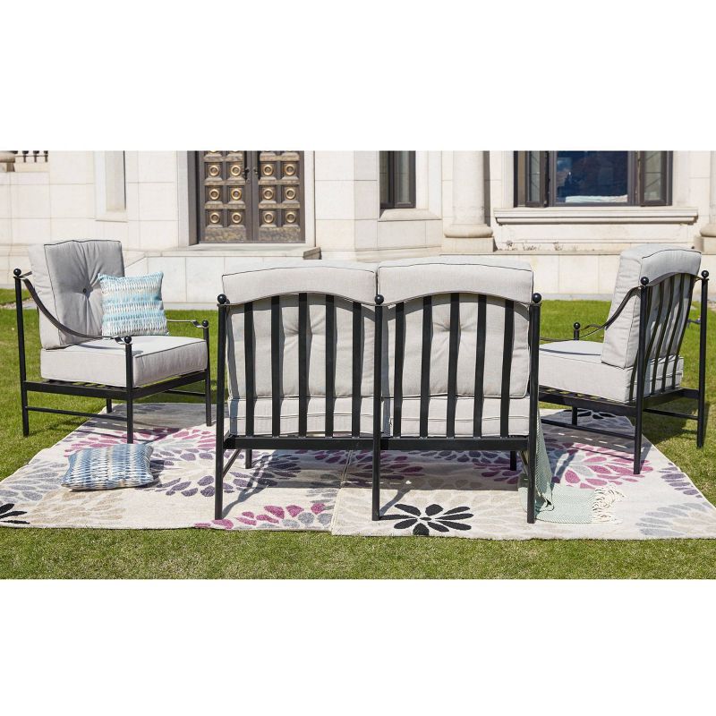 2pc Steel Outdoor Patio Accent Chairs Cream - Lokatse