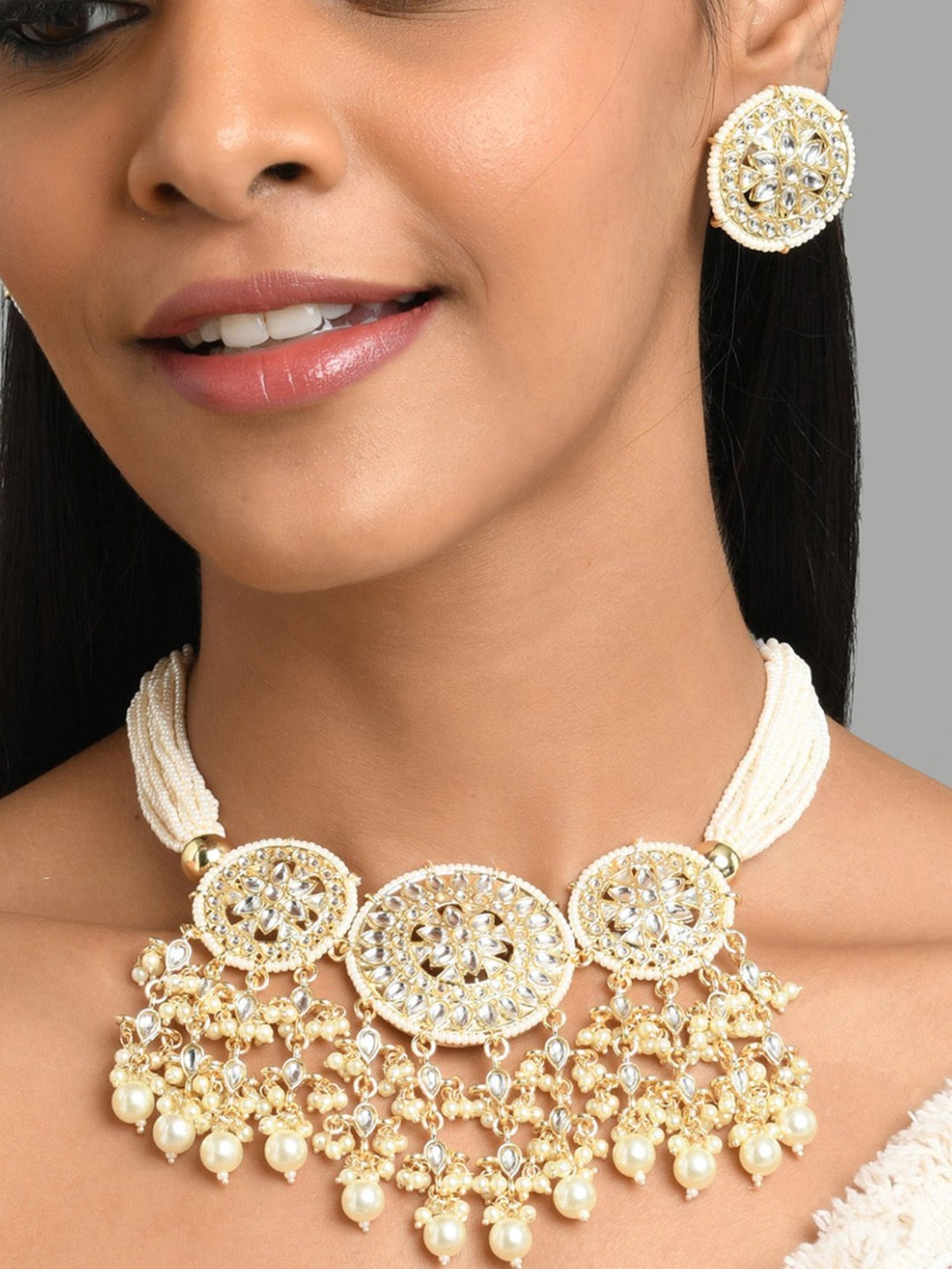 Fida Handmade Bridal Ethnic White Jewellery Set