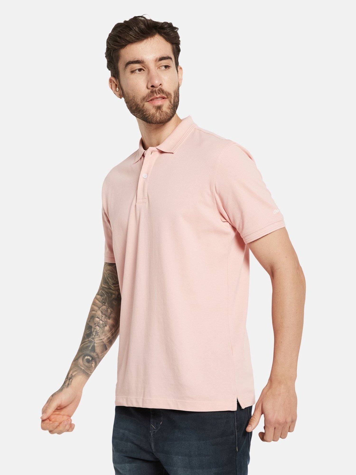 Octave Suede Pink Cotton Regular Fit Polo T-Shirt