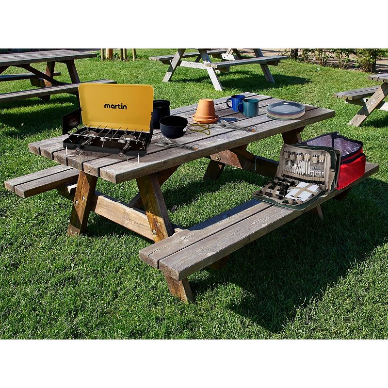 Martin MCS200 Durable Outdoor Portable Propane Gas Dual Burner Camping Cookware Grill Stove, Yellow