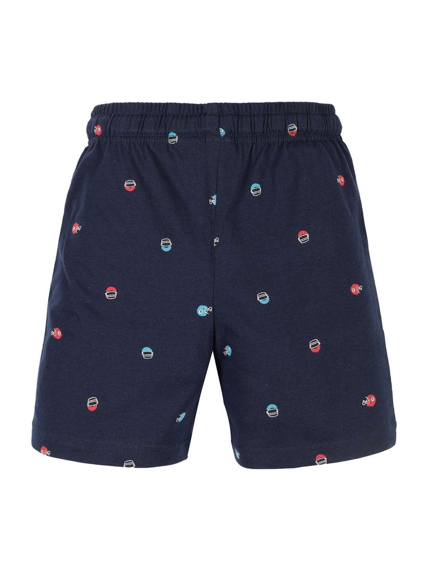 Plum Tree Kids Navy & Green Cotton Printed Shorts (Pack of 2)
