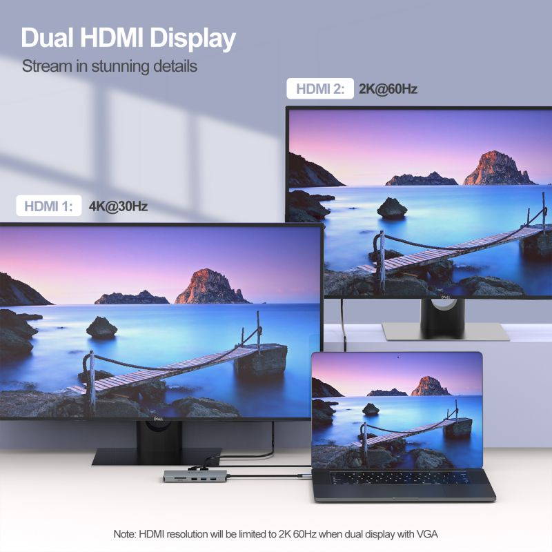 WAVLINK USB C Docking Station,13 in 1 Multiport USB C Adapter Triple Display for MacOS and Windows,USB C Hub with 2 HDMI 4K, DisplayPort, 4 USB, 87W PD, Gigabit Ethernet, SD/TF Card Reader, Mic/Audio