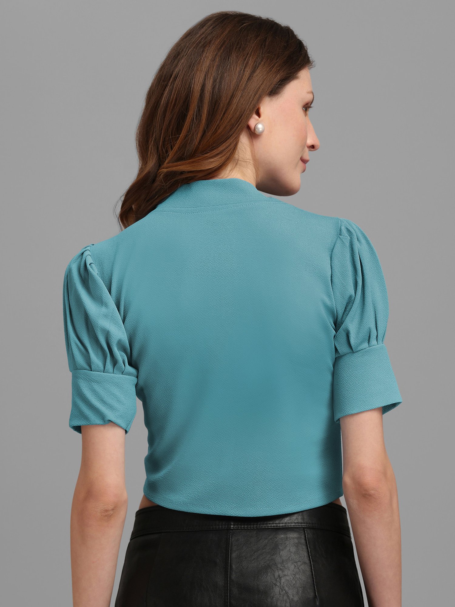 PURVAJA Turquoise Regular Fit Crop Top