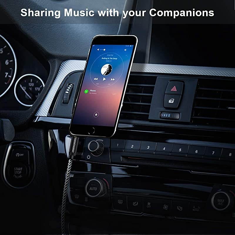 6Feet 35mm Braided Audio Cable 35mm Male to Male Stereo AUX Cable Premium Metal Compatible with Smartphones Tablets MP3 Player Rose Gold