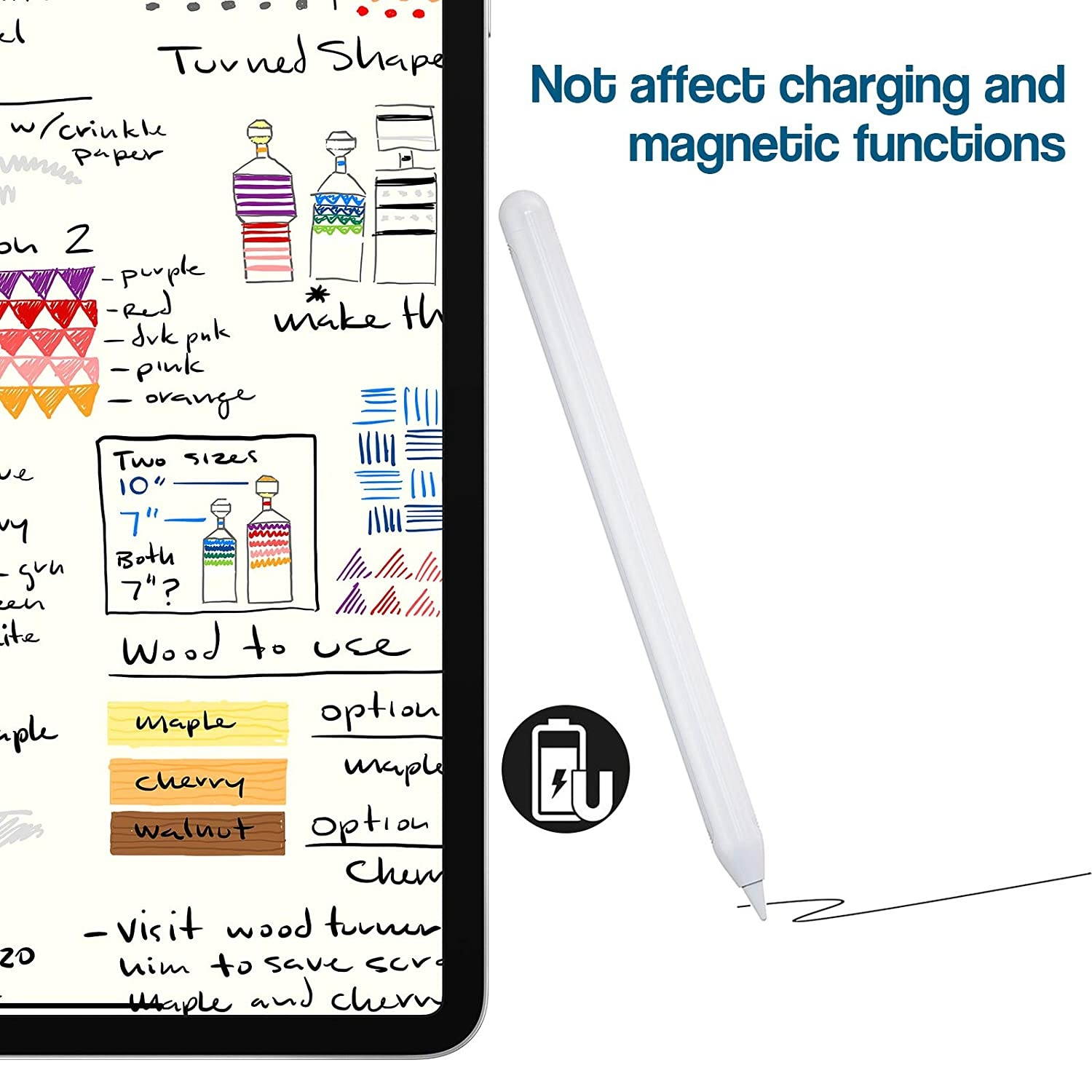 Dteck Ultra Thin Case for Apple Pencil, Holder Sleeve for Apple Pencil 2nd Generation Accessories Skin Cover for Apple Pencil Holder Sleeve Skin Pocket Cover Accessories Kit, White