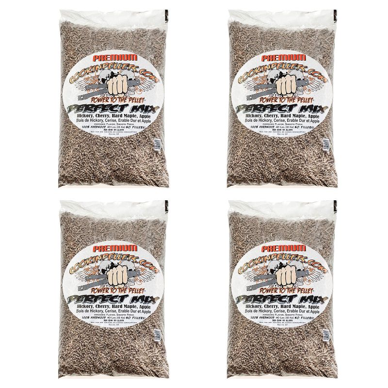 CookinPellets 40 Lb Perfect Mix Hickory, Cherry, Hard Maple, Apple Wood Pellets (4 Pack)