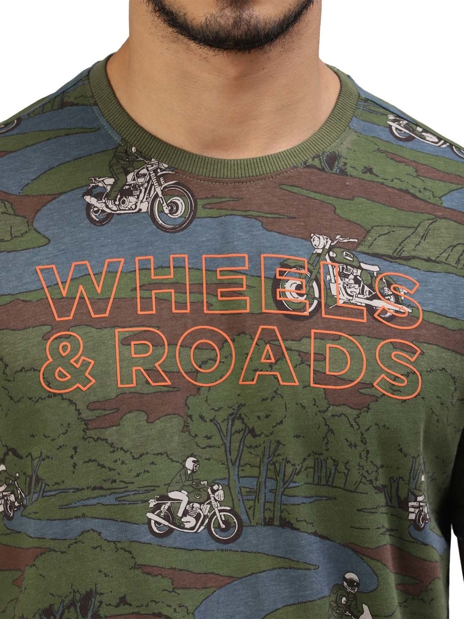 Royal Enfield Adventure Multicolor Regular Fit Printed Crew T-Shirt