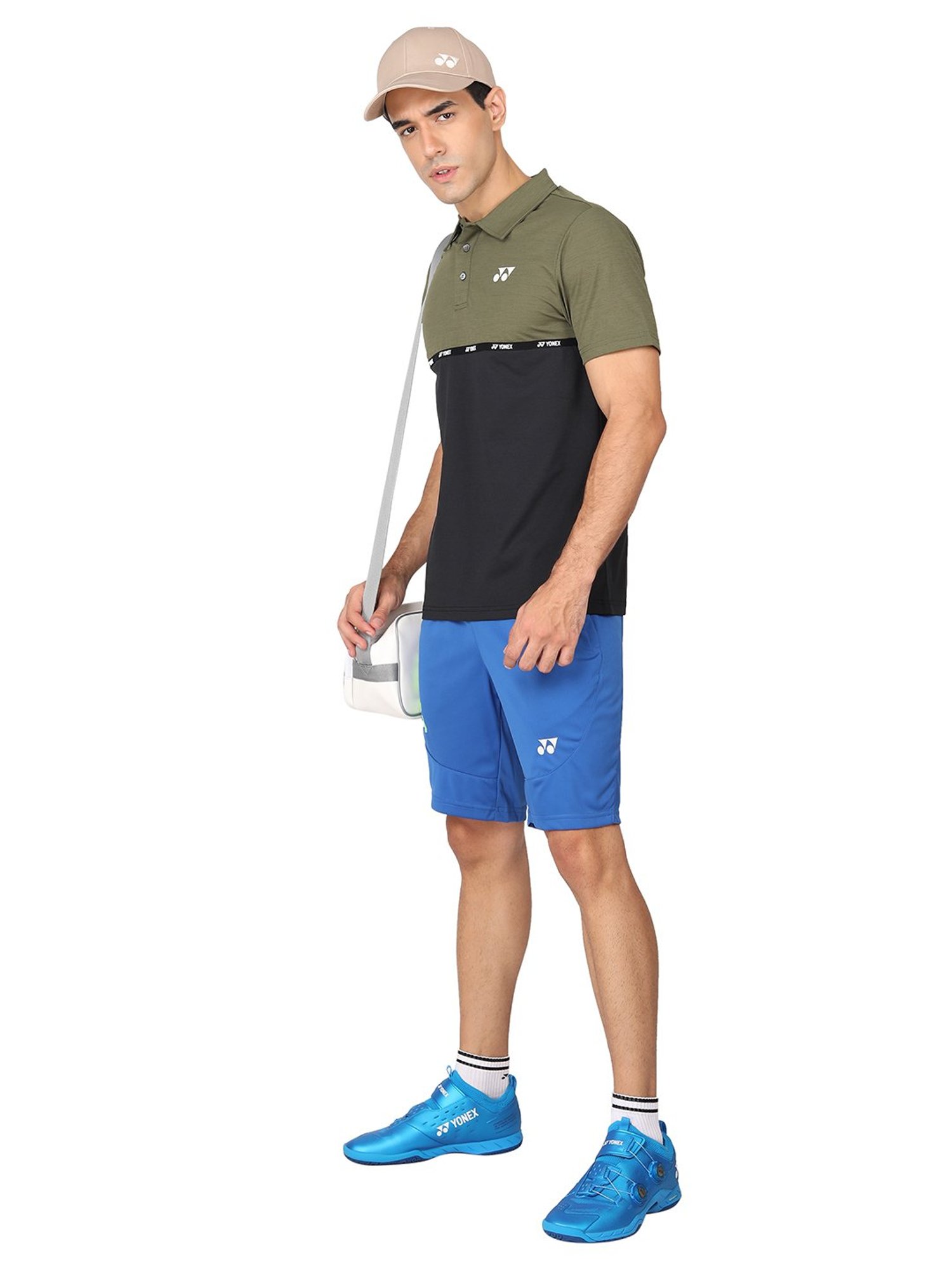 Yonex Olive & Black Regular Fit Badminton Polo T-Shirt