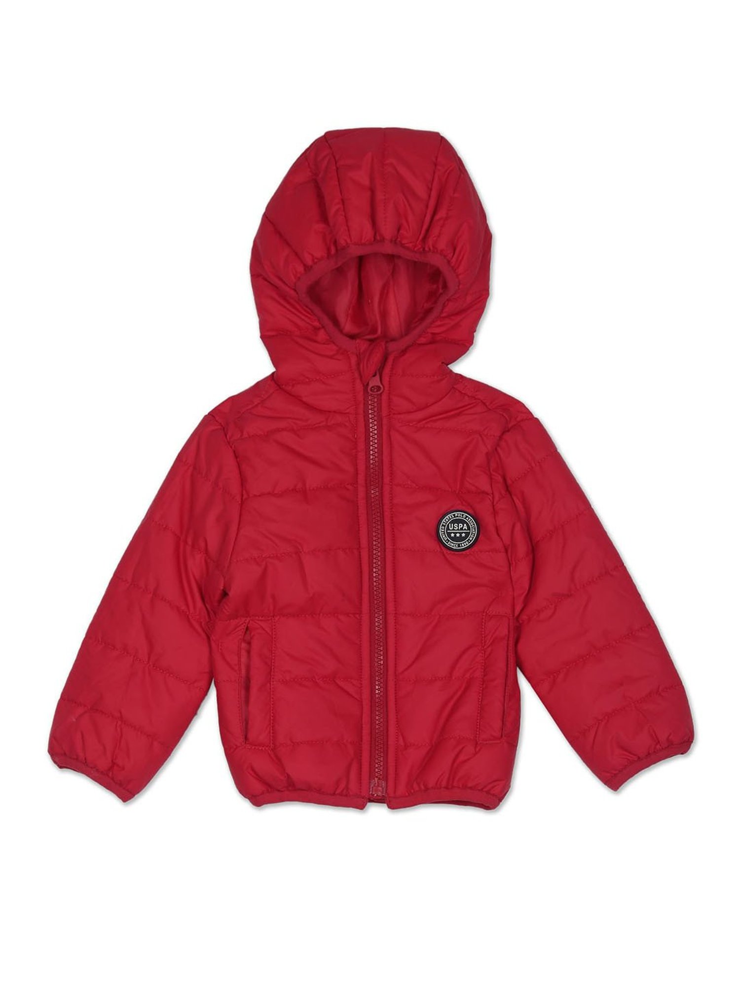 U.S. Polo Assn. Kids Red Solid Full Sleeves Puffer Jacket