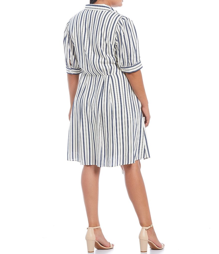 Jessica Howard Plus Size Crew Neck 3/4 Sleeve Printed Trapeze Dress