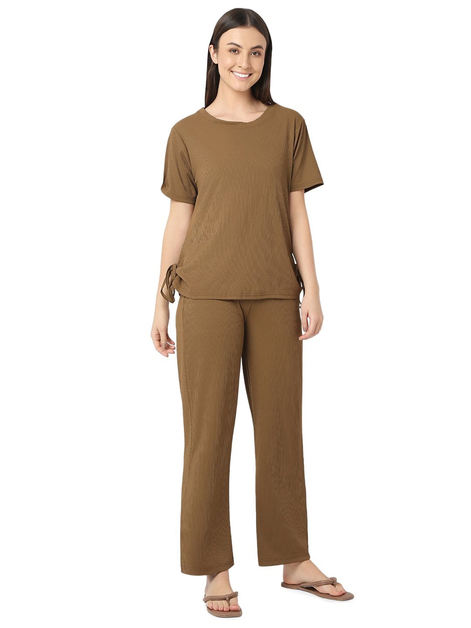 Smarty Pants Brown Top With Lounge Pants
