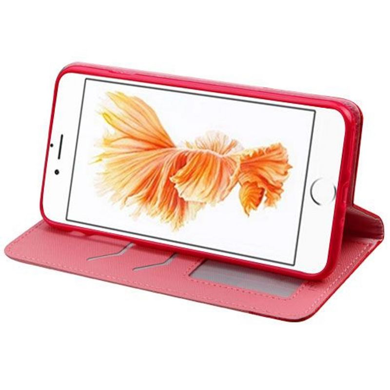 ASMYNA For Apple iPhone 7 Plus/8 Plus Pink Red Leather Fabric Case Cover w/stand