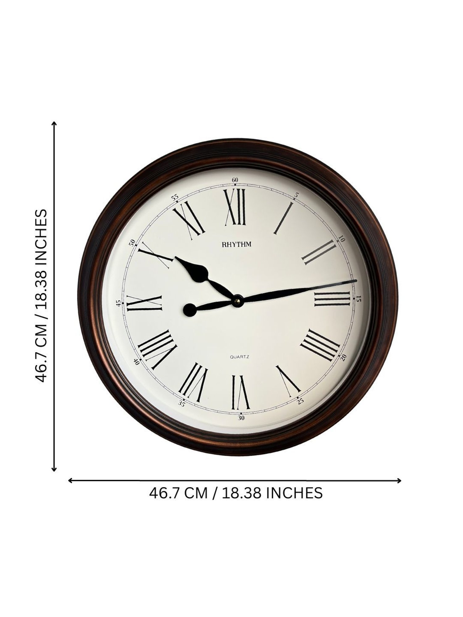 RHYTHM Elegant Round Brown Plastic Wall Clock