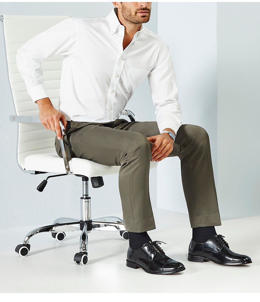 Gold Label Roundtree & Yorke Non-Iron Fitted Button-Down Collar Solid Dress Shirt