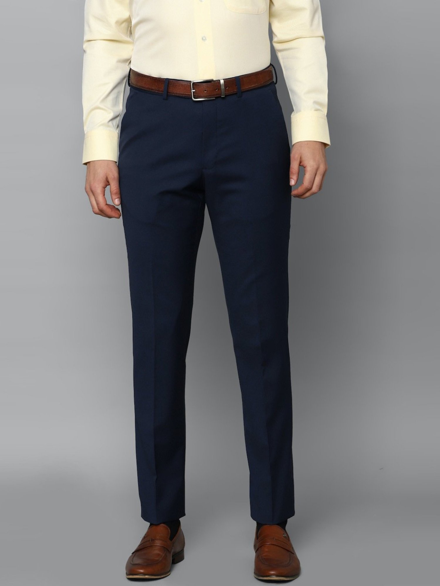 Luxure By Louis Philippe Navy Slim Fit Trousers