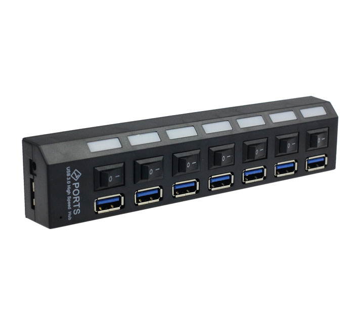 Tekit 7 Port USB 3.0 HUB ,High Speed USB3.0 HUB with Individual Power Switches and LEDs