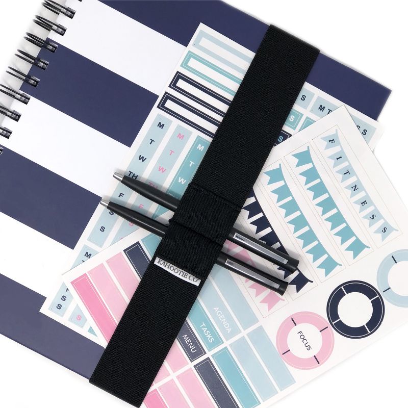 Undated Weekly Planner 8"x10", Book Band & Stickers Bundle Navy Stripes - Kahootie Co