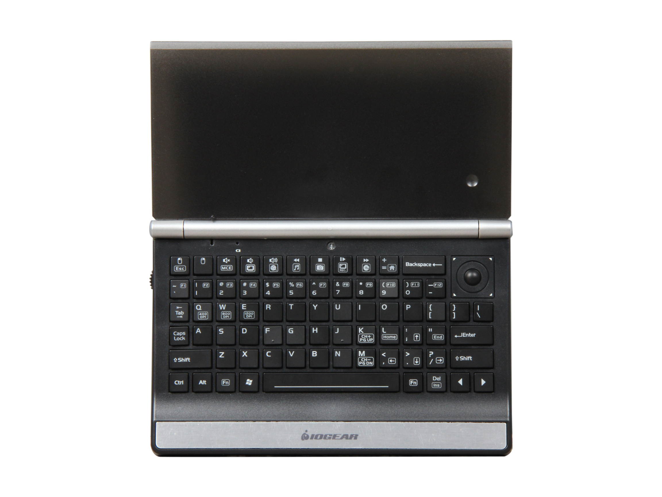IOGEAR GKM571R Black RF Wireless Keyboard with Trackball, Scroll Wheel and Backlight LED
